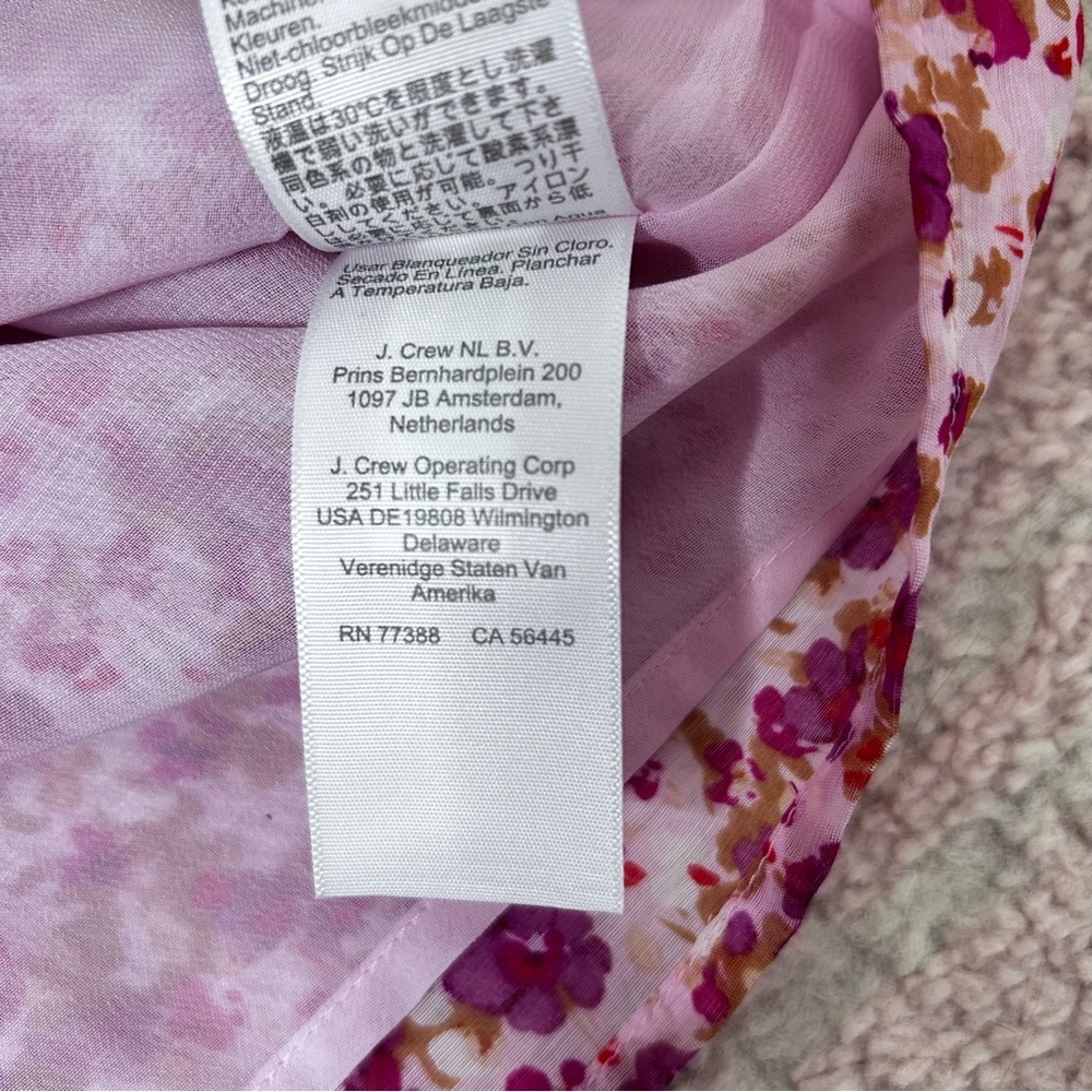 J. Crew Pink Floral Long Sleeve Ruffle Blouse Size Large Valentines Day Office - Picture 5 of 11